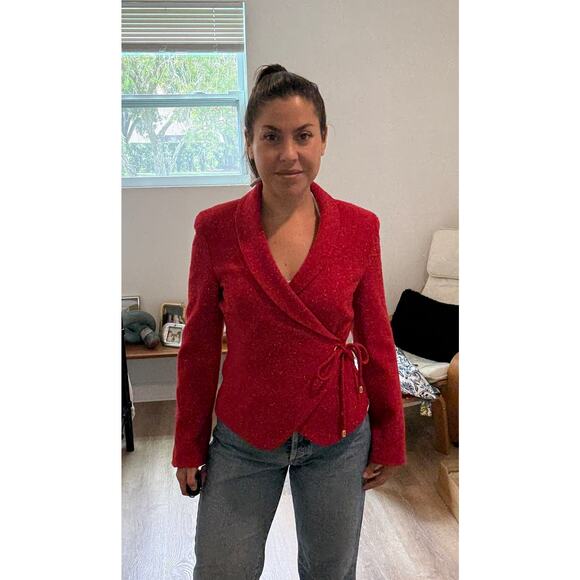 Bigio Collection women's Wrap Jacket Blazer with Tie Detail Size 4 - Picture 4 of 10